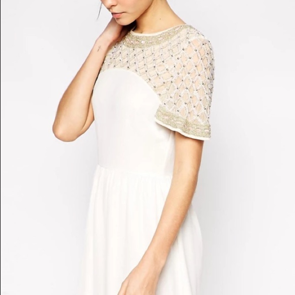 Asos Lattice Embellished Flutter Sleeve Maxi Dress - image 2